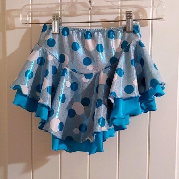 Jerry's dance figure skating blue silver ruffle skirt skort youth size 10/12 - Picture 1 of 7